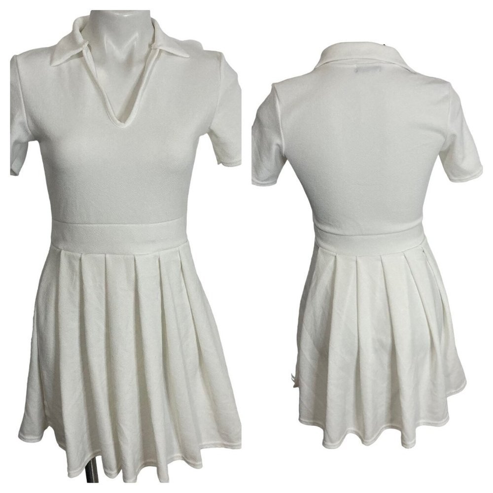 Classic White Collared Polo Dress - Women